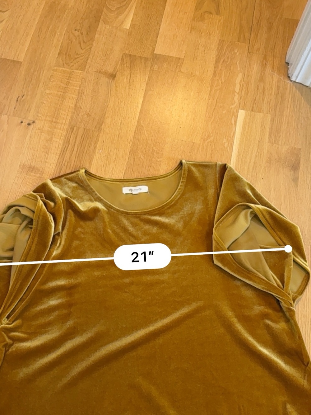 Madewell Velvet Short Sleeve Top in Mustard Gold - Picture 6 of 10